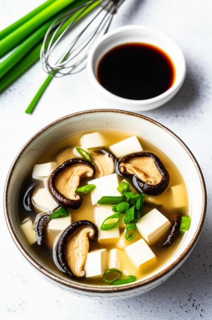Japanese Soup with Tofu and Mushrooms