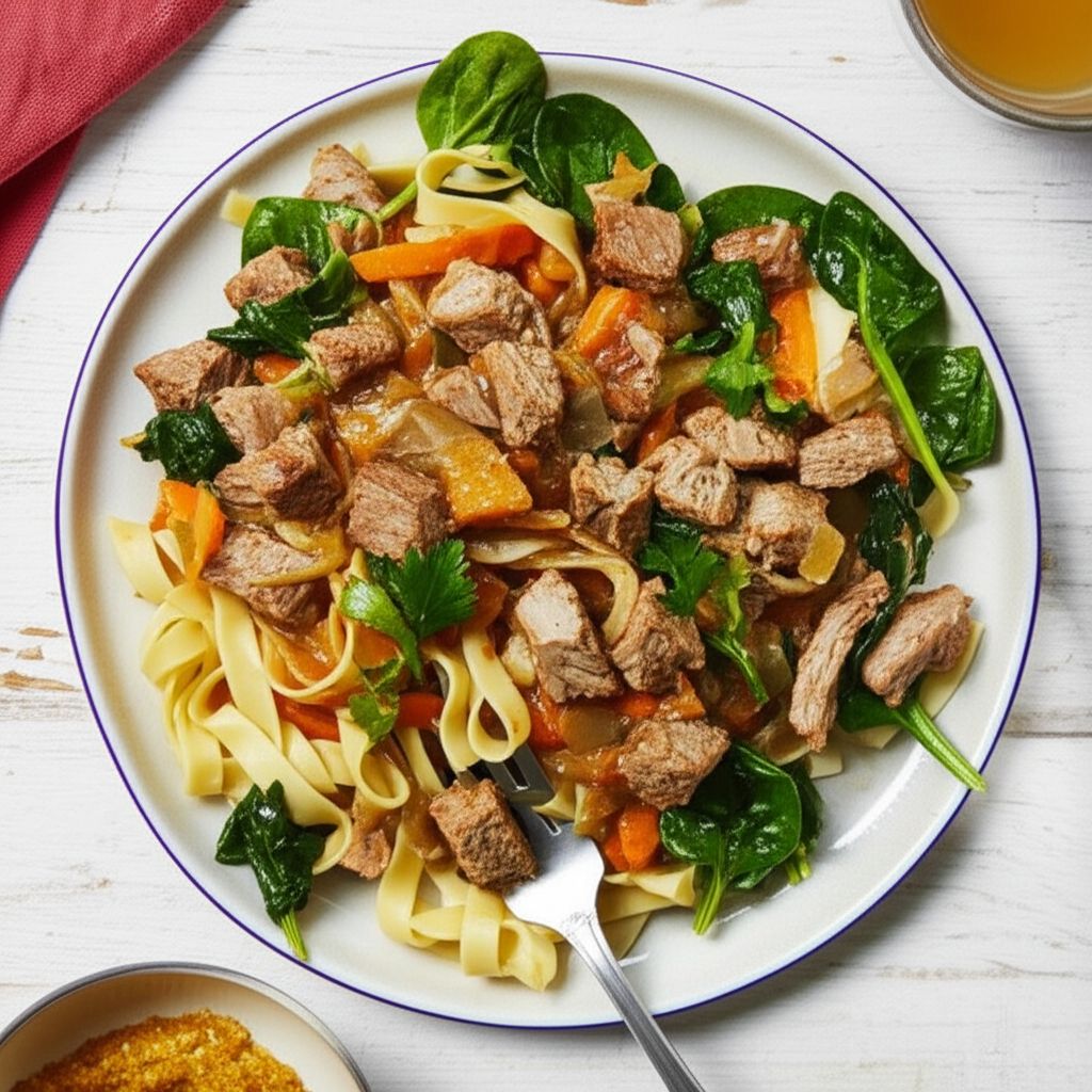No Yolks Cider Glazed Pork with Noodles