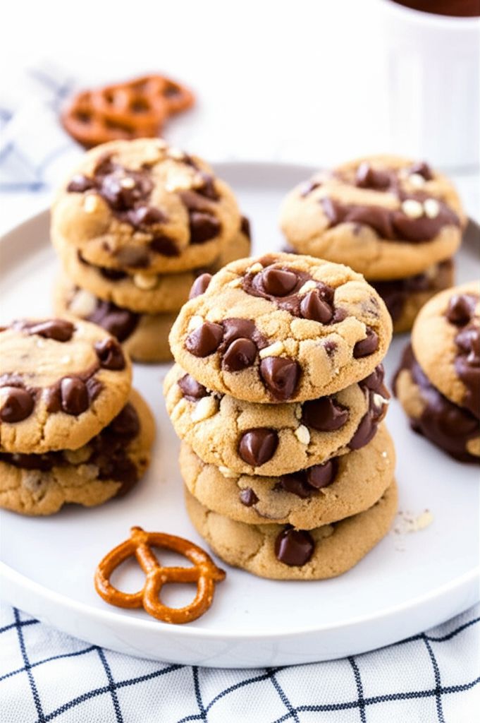 Nutella Peanut Butter Pretzel Cookies