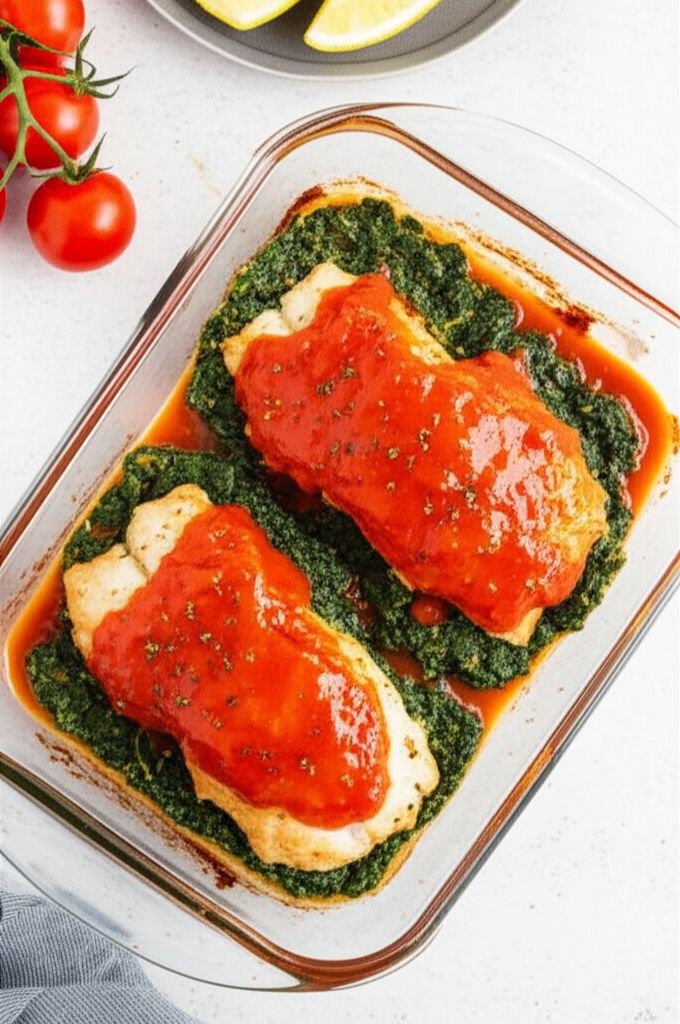 Baked Haddock with Spinach and Tomatoes
