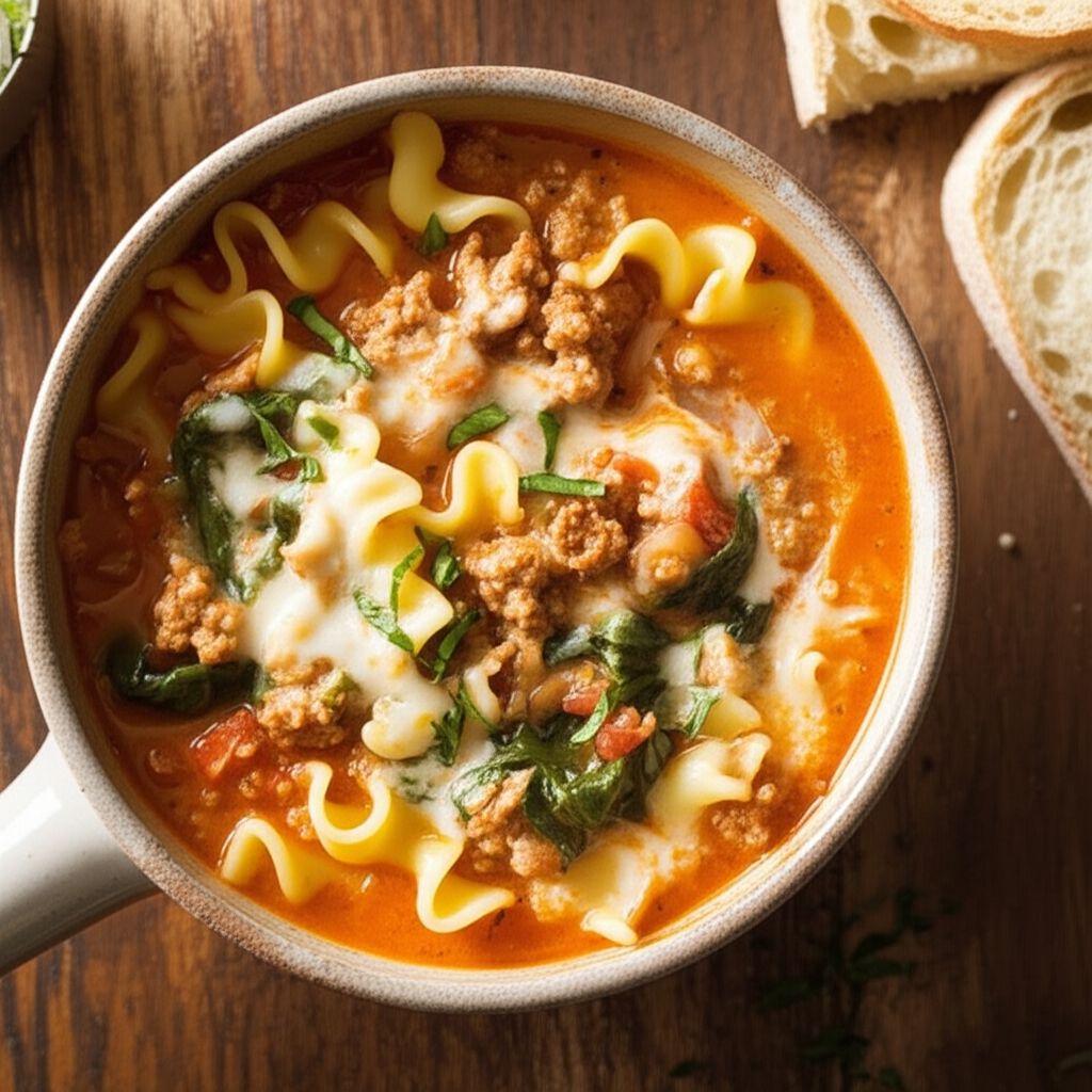 Cheesy Sausage Lasagna Soup