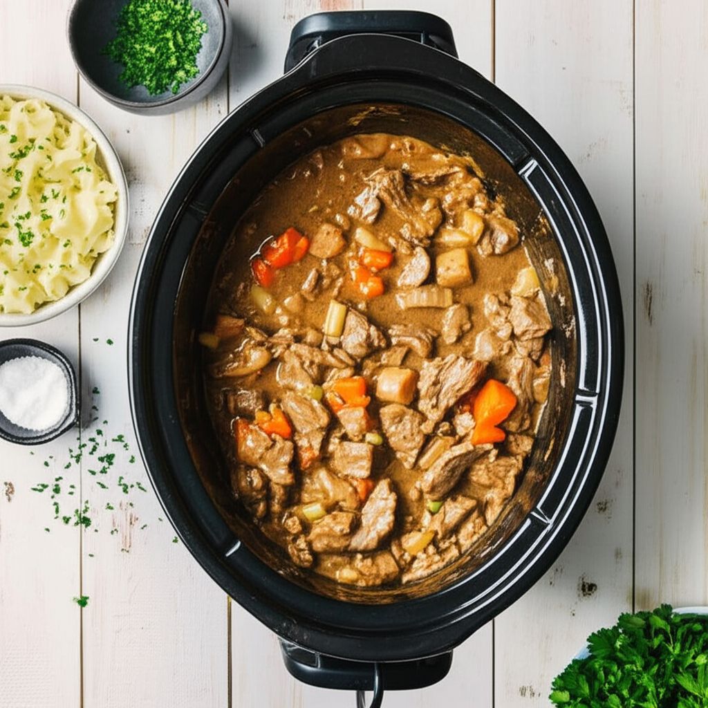 Classic Beef Stroganoff in a Slow Cooker