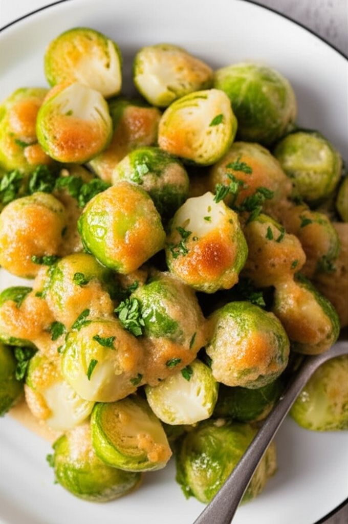 Delicious Creamy Cheesy Brussels Sprouts