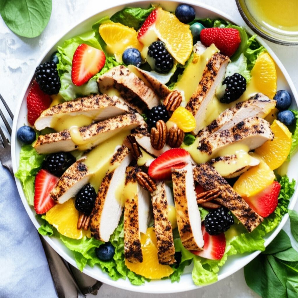 Grilled Chicken Salad with Seasonal Fruit