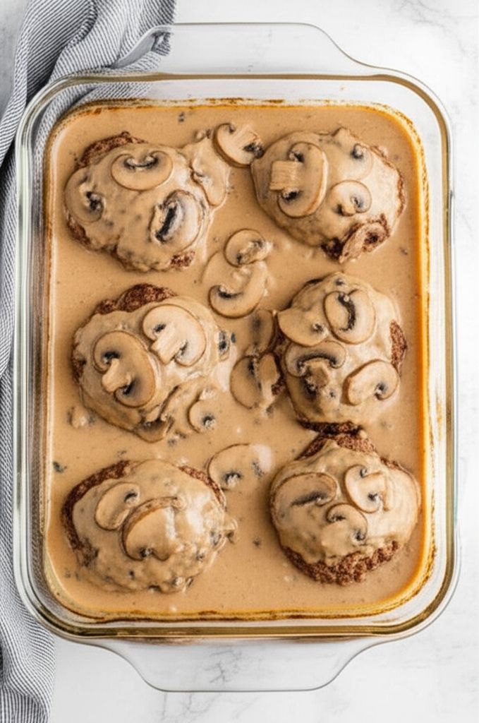Hamburger Steaks with Creamy Mushroom Gravy