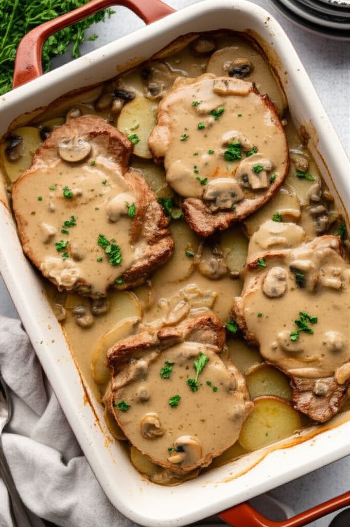 Mushroom Sauce Baked Pork Chops