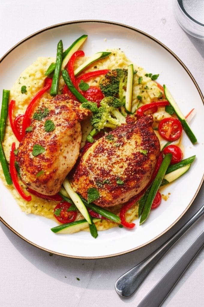 One-Pan Creamy Parmesan Chicken and Vegetables