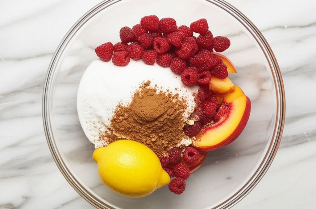 Peach and Raspberry Crumble