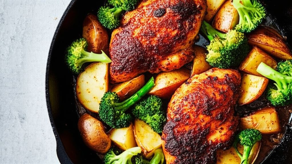 Roasted Chicken Breasts with Potatoes and Broccoli