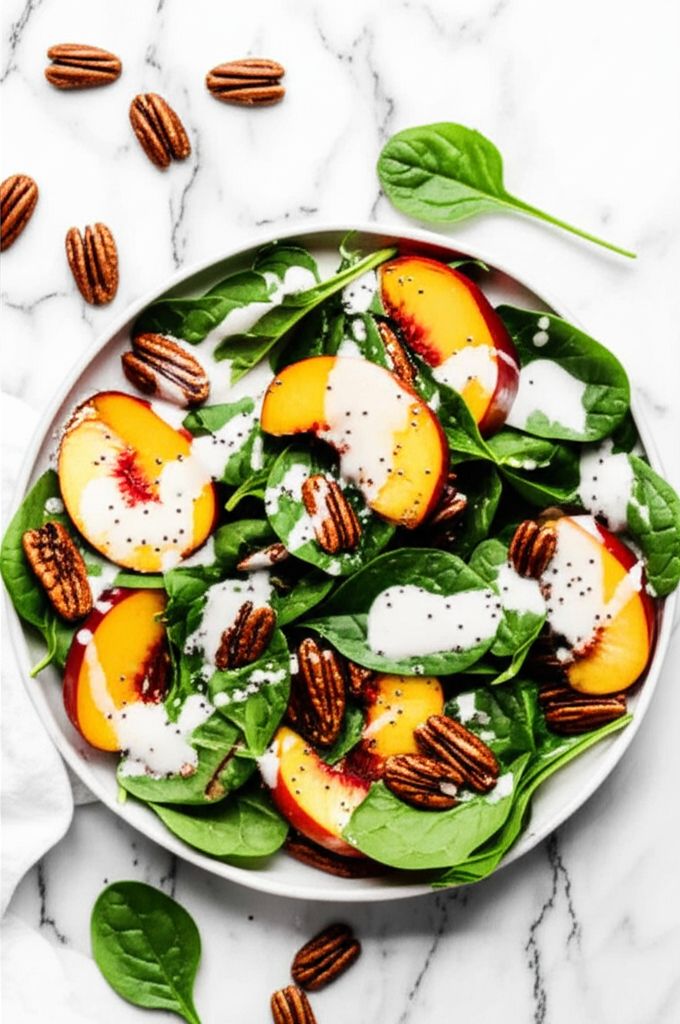 Spinach Salad with Peaches and Pecans