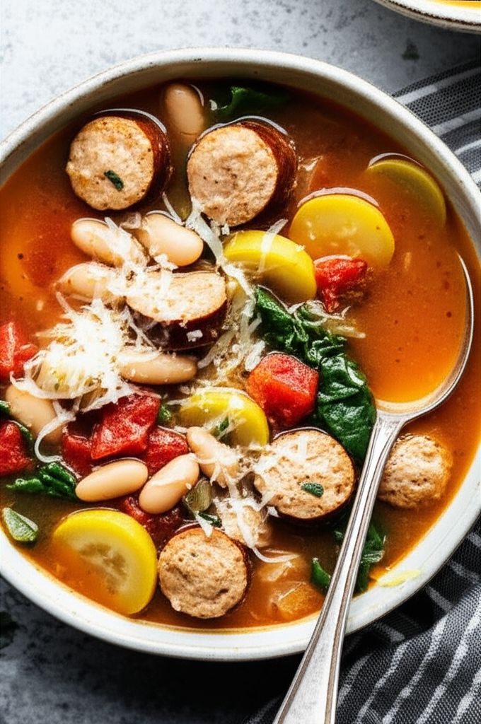 Tuscan Bean and Chicken Italian Sausage Soup