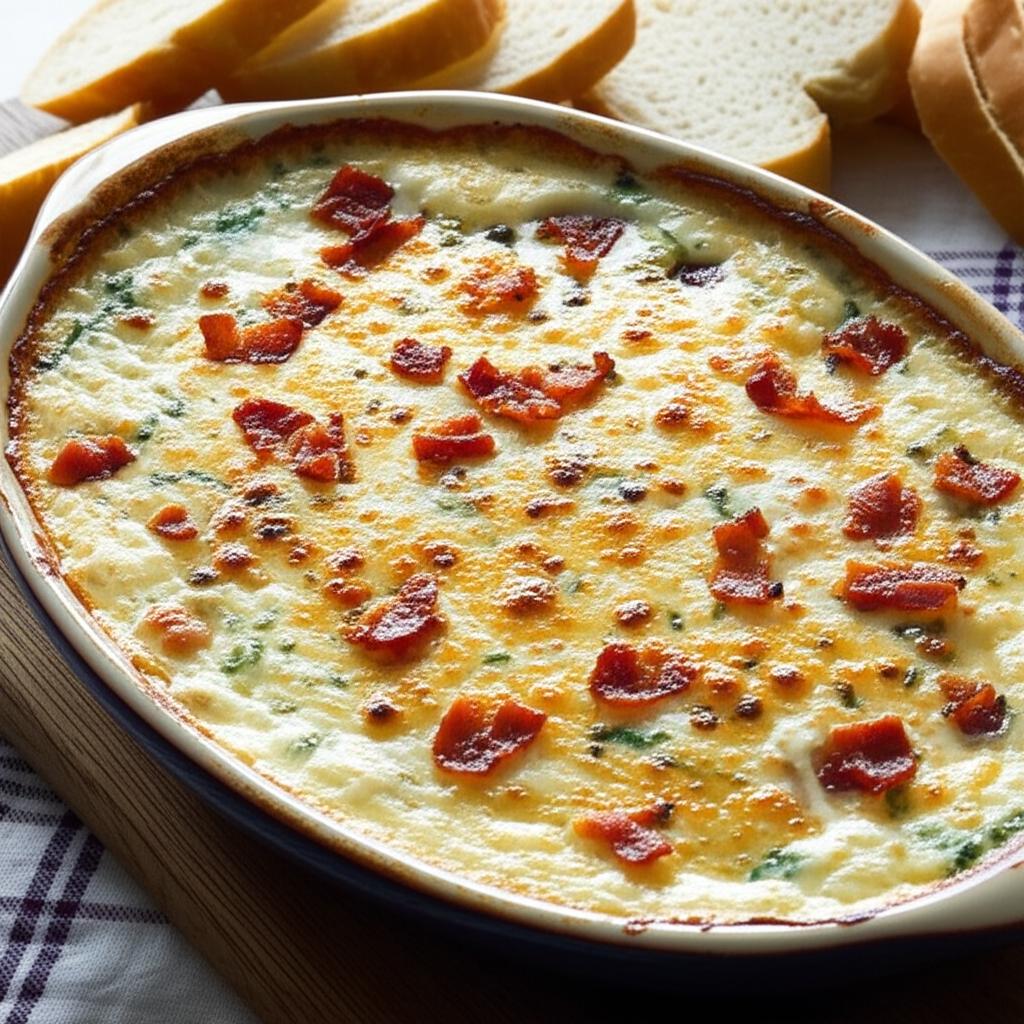 Warm Blue Cheese Dip with Garlic and Bacon