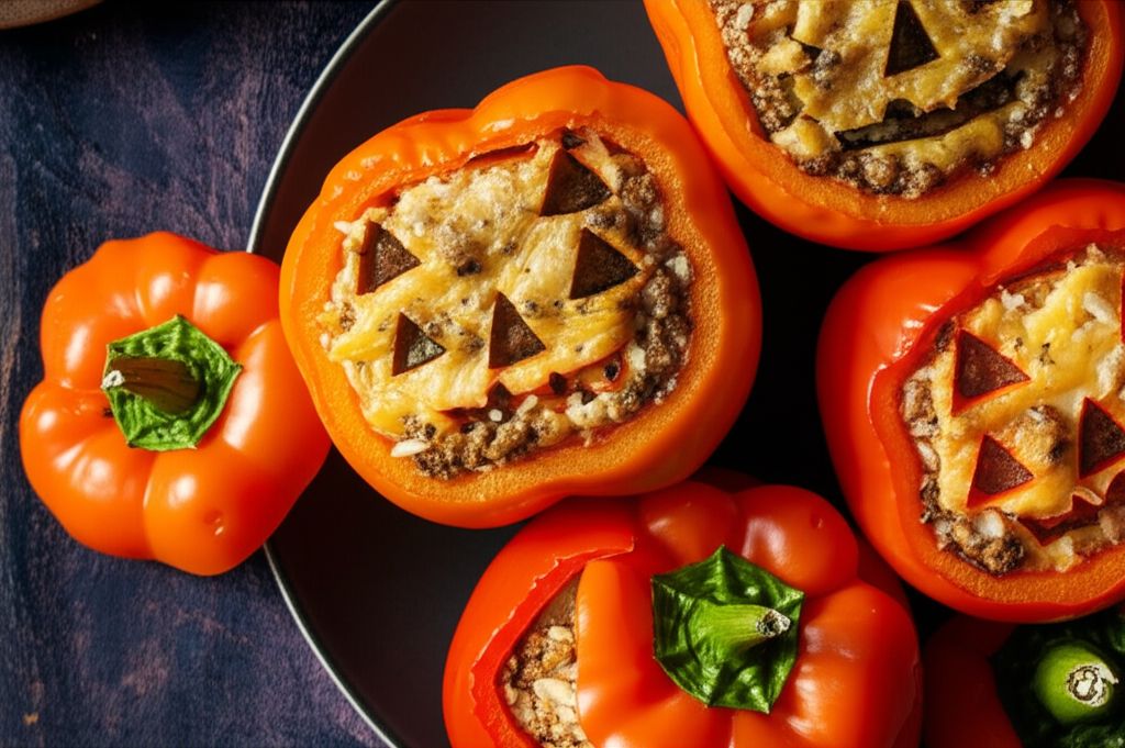 Jack-o'-Lantern Stuffed Peppers