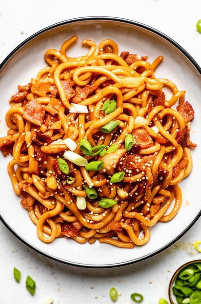 Kimchi Udon Noodle Stir-Fry
