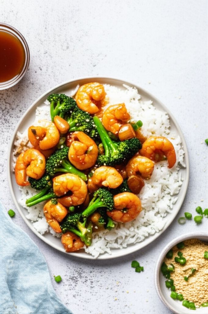 Shrimp with Broccoli in Garlic Sauce