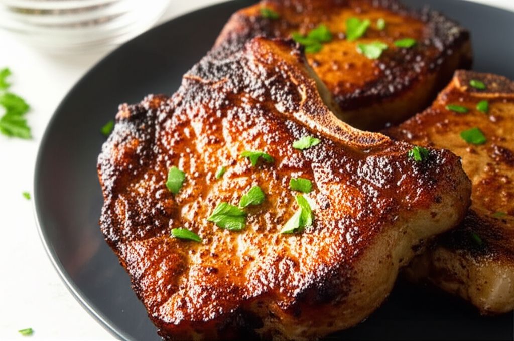 Skillet Pepper and Garlic Pork Chops