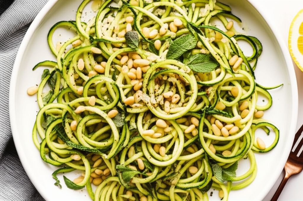 Zucchini Noodle Salad with Lemon Garlic Vinaigrette